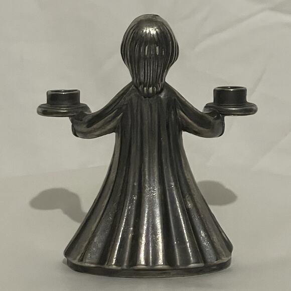 Vintage Pewter Candle Holder Choir Boy Small Figure Mini Candles Marked Italy - Picture 3 of 8